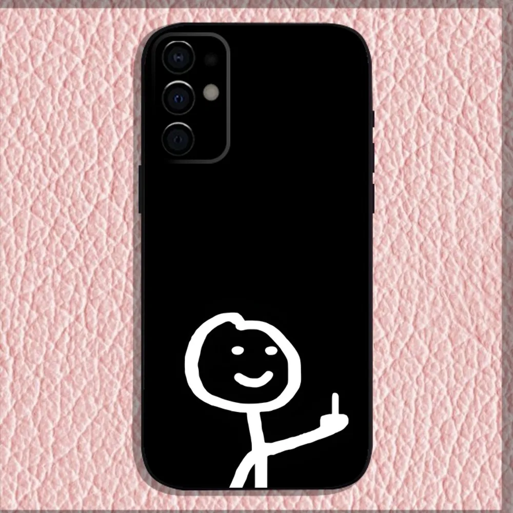 Funny Man Middle Finger Phone Case For Samsung S24 S21 S22 S23 S30 Ultra S20 Plus Fe Lite Note 10 9 5G Black Soft Shell