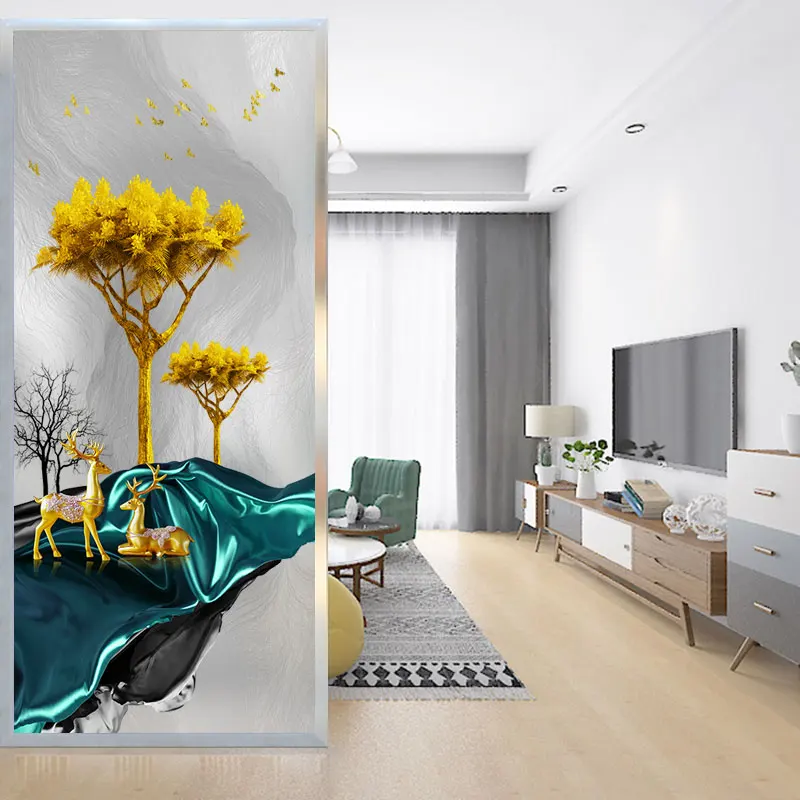 

European style art glass living room screen partition wall decoration simple modern porch shelter wall