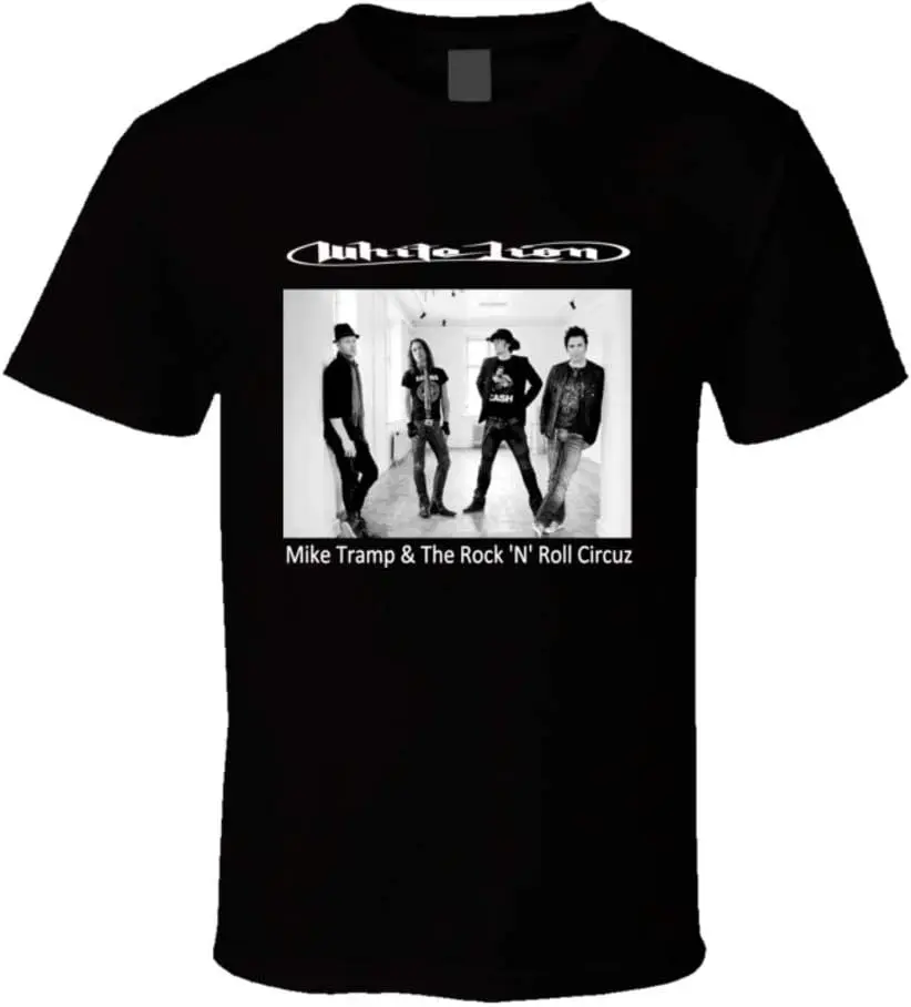 Футболка с надписью Mike Tramp &amp The Rock 'n' Roll и изображением белого льва