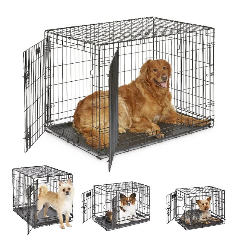 MidWest Homes For Pets Double Door Folding Metal Dog Crate M