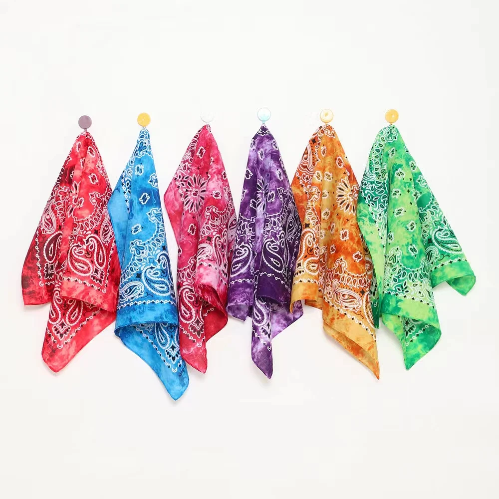 

Tie Dye Bandana Cotton Paisley Bandanas Headbands Cowboy Handkerchiefs for Men and Women Colorful Hip-Hop Cycling Outdoor