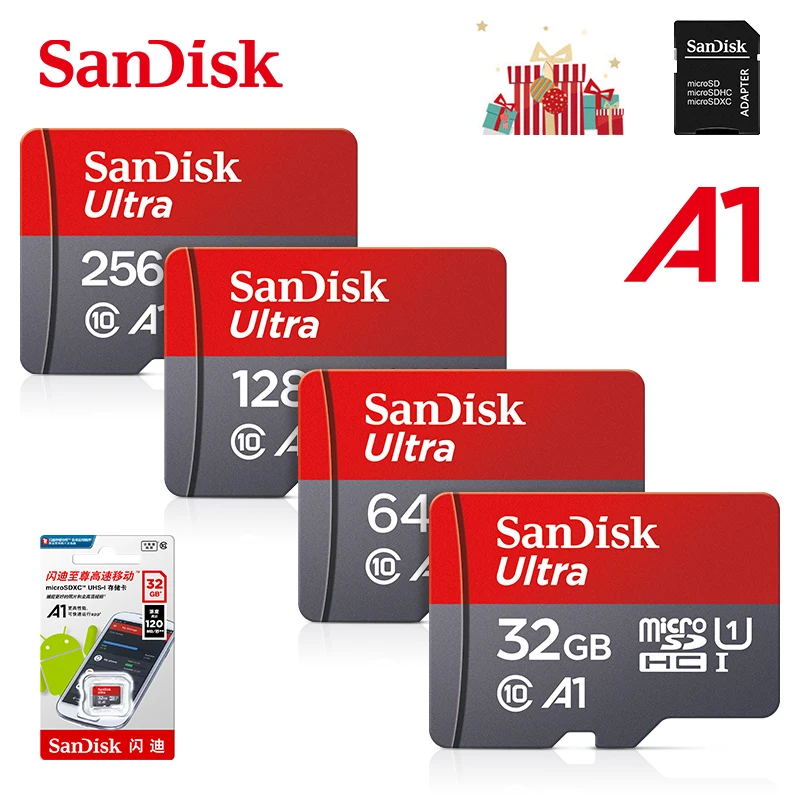 

Sandisk micro sd 64gb cartao de memoria 128gb class 10 microsd 32gb tf flash memory card 100MB/S 256gb 512gb A1 for SD adapter