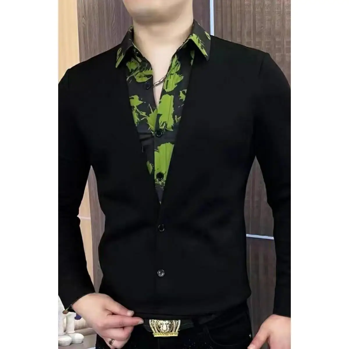 Liangge Мужская высококачественная осенняя рубашка-поло с длинными рукавами и