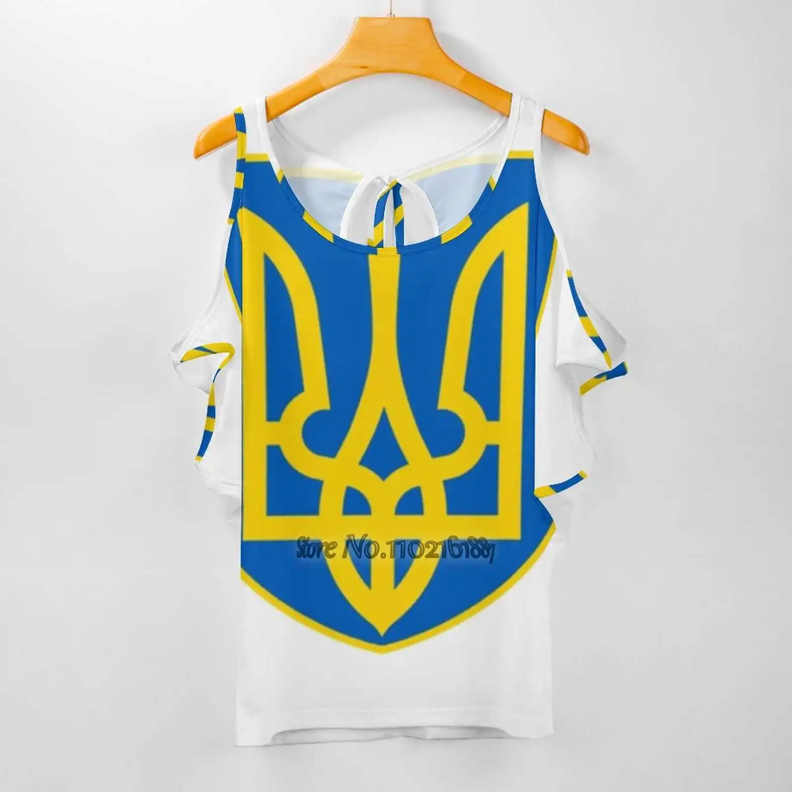 Футболка на одно плечо с гербом Украины и флагом Советской Социалистической