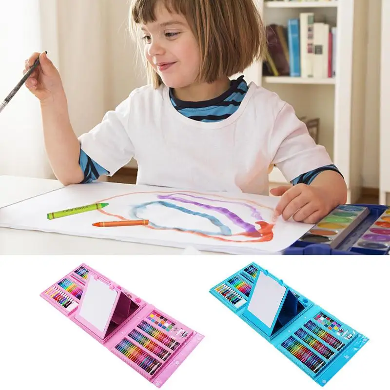 

Kids Art Supply 208 Pcs Painting Drawing Supplies Art kit with Double Sided Trifold Easel for Sketch Pad Coloring Book For Kids