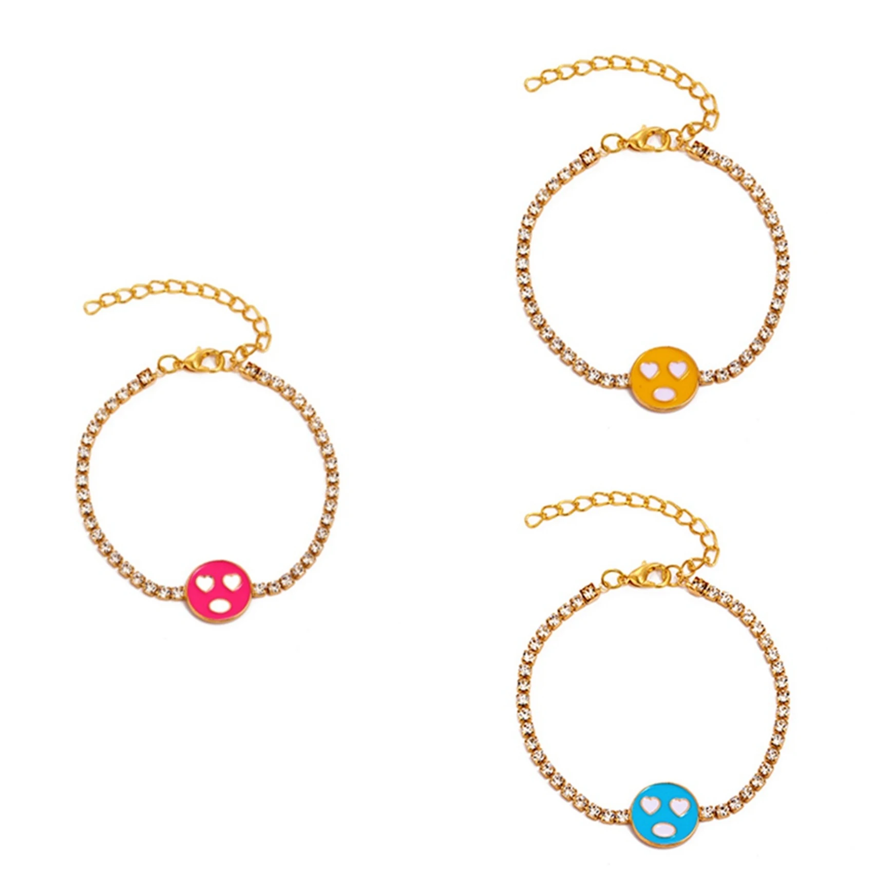 

New Ins Exquisite Alloy Smile Face Chain Gold Color Bracelet for Women Geometric Punk Bracelets Fine Jewelry Gifts