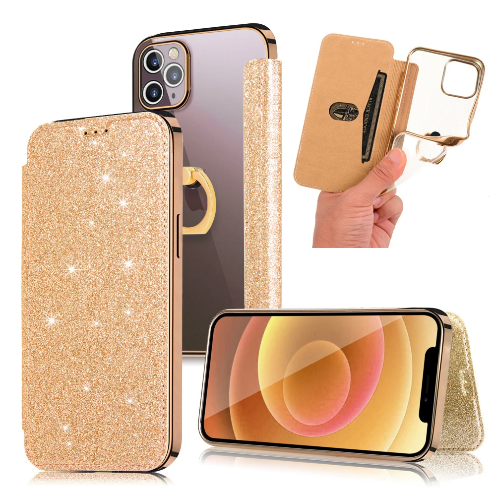 Подходит для iphone14 Блестящий телефон 13promax 12 мин флип Xsmax Xs Xr кольцевой кронштейн 8plus 11pro гальванический защитный чехол из ТПУ