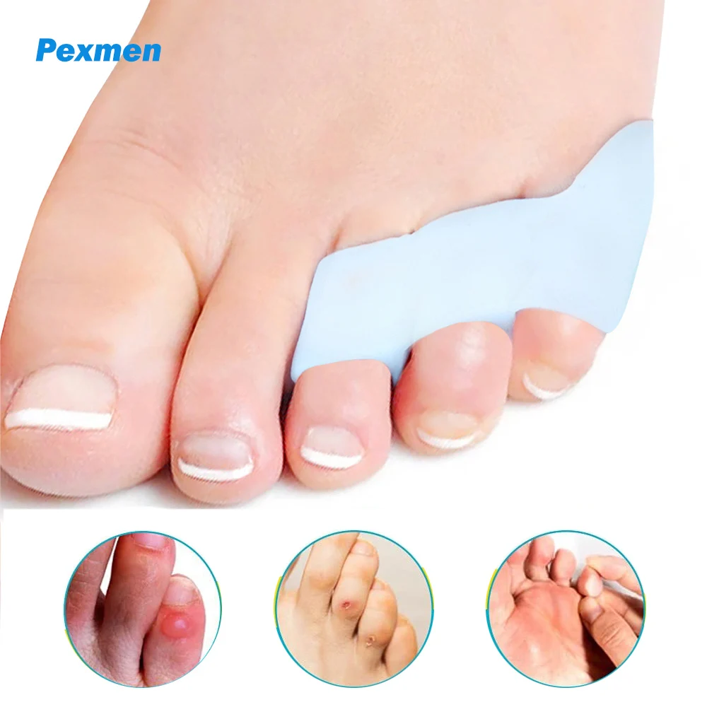 

Pexmen 2/4Pcs Three-holes Little Toe Separator Bunion Corrector Pain Relief Toe Straightener Protector Foot Care Tool