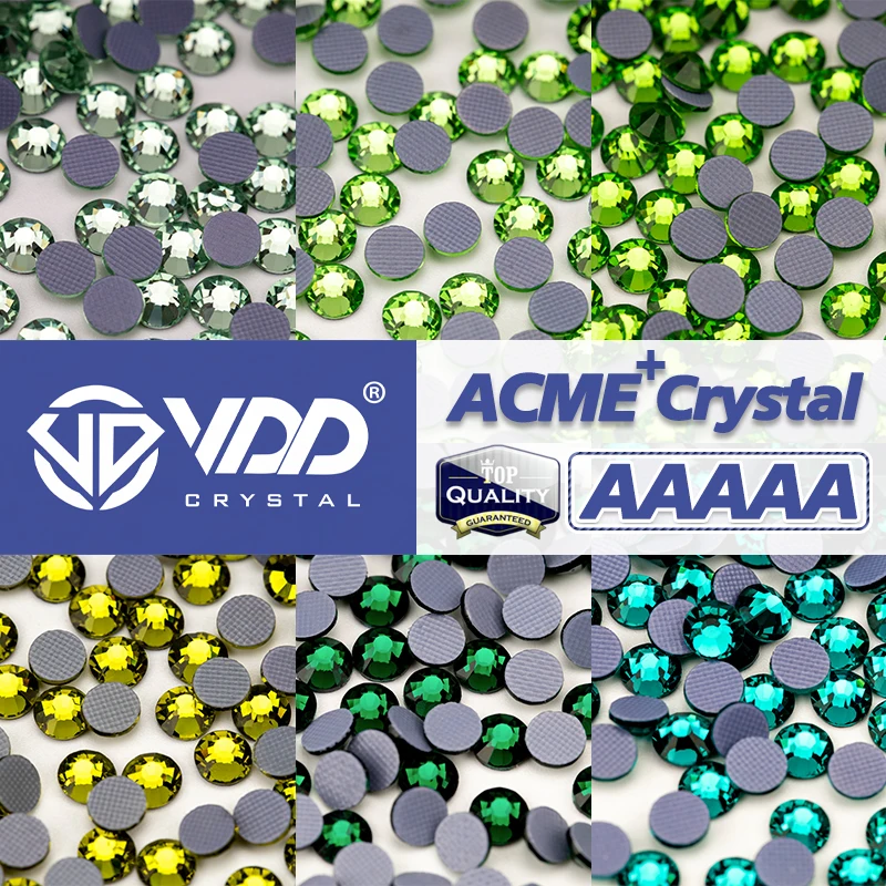 VDD Lt.Peridot/Peridot/Olivine/Emerald/Chrysolite/Green Zircon AAAAA Top Quality Glass Rhinestones Flatback Hotfix Crystal Stone