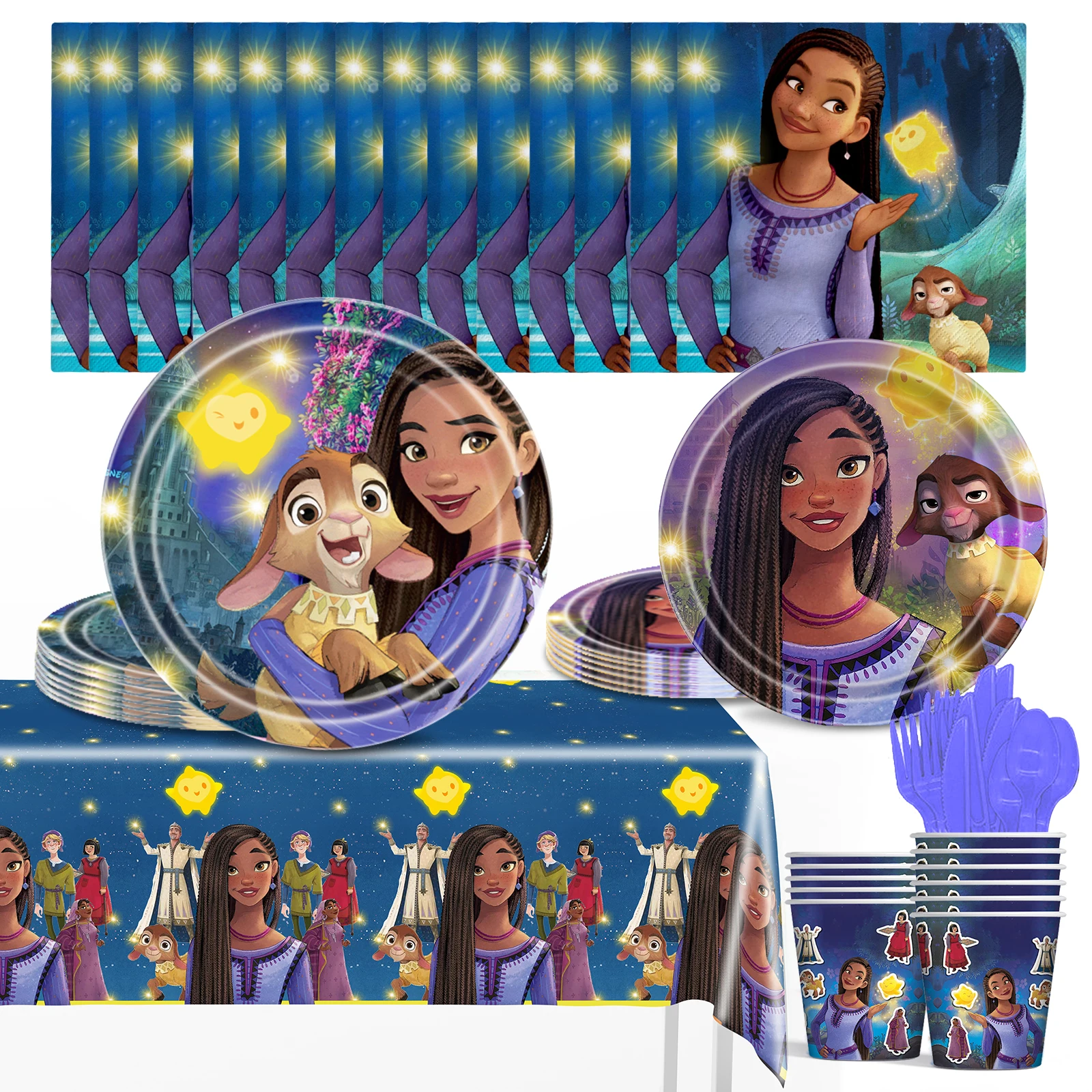 

Disney Wish Asha Girl Birthday Party Decoration Disposable Tableware Cup Plate Tablecloth Balloon Cake Topper Baby Shower