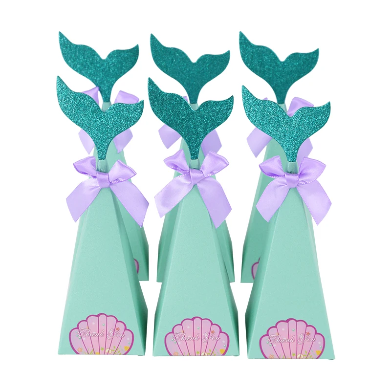 

10pcs Mermaid Party Candy Box Mermaid Tail Popcorn Snack Cookies Boxes Kid Birthday Gift Packing Box Baby Shower Favor Paper Box