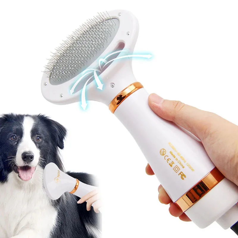 2-In-1 Pet Dog Dryer Quiet Dog Hair Dryers and Comb Brush Grooming Kitten Cat Hair Comb Puppy Fur Blower Low Noise Temprature