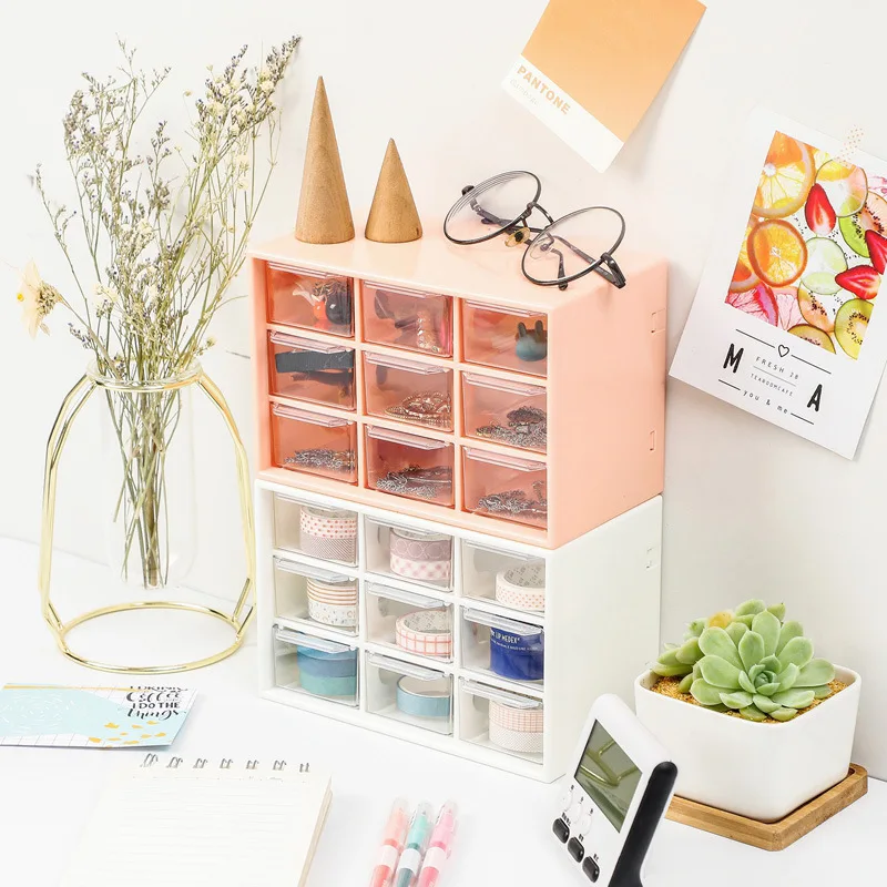 

9 Grids Desktop Storage Box Jewelry Drawer Pearl Beads Storage Boxes Plastic Cosmetic Earrings Makeup Container Organizer