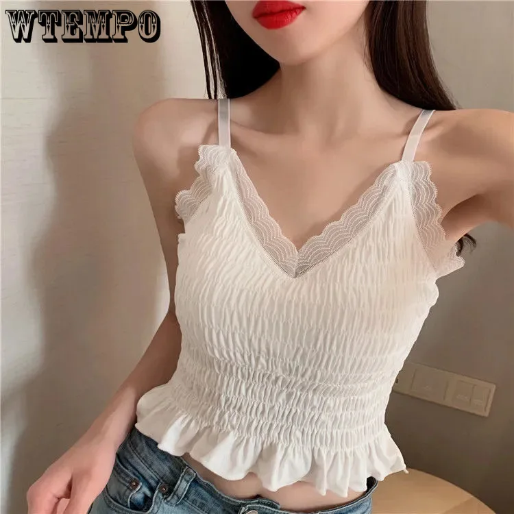 

Кроп-топ Y2k Женский, шелковая майка с запахом на груди, с боковым покрытием, черный белый пикантный топ с V-образным вырезом на спине, летняя о...