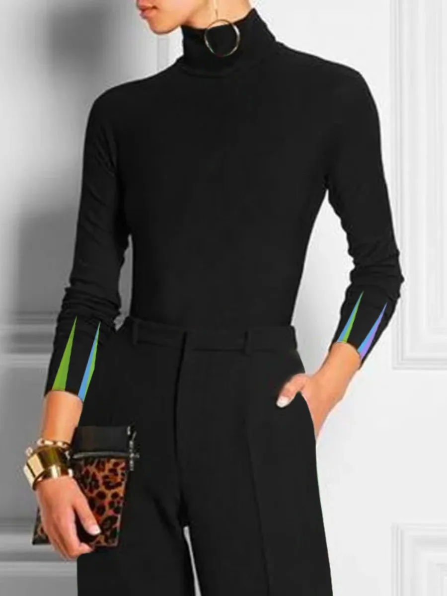 Футболка женская Базовая облегающая с длинным рукавом и высоким воротником