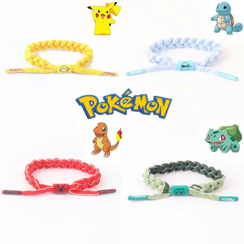 

Браслет с изображением покемона Pikachu чармандер Сквиртл Бульбазавр плетеная Ручная Веревка парные ювелирные изделия подарок на день Святог...