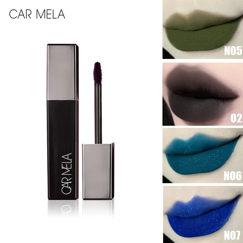 Фото CARMELA Губная помада Matte Velvet Nude Gothic Punk Smoky Lip Mud Высокие цвета губ Фиолетовый Черный Коричневый Fine Flash Lip Makeup 6,5 г №1