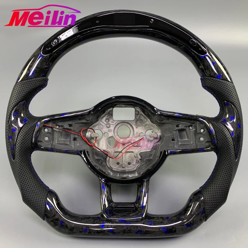 Фото Подходит для Volkswagen Golf 7.5 MK7, Volkswagen Polo GTS GTI, Scirocco R, CC, R-Line: Автомобильный руль из кованого карбона, фиолетовый. №1