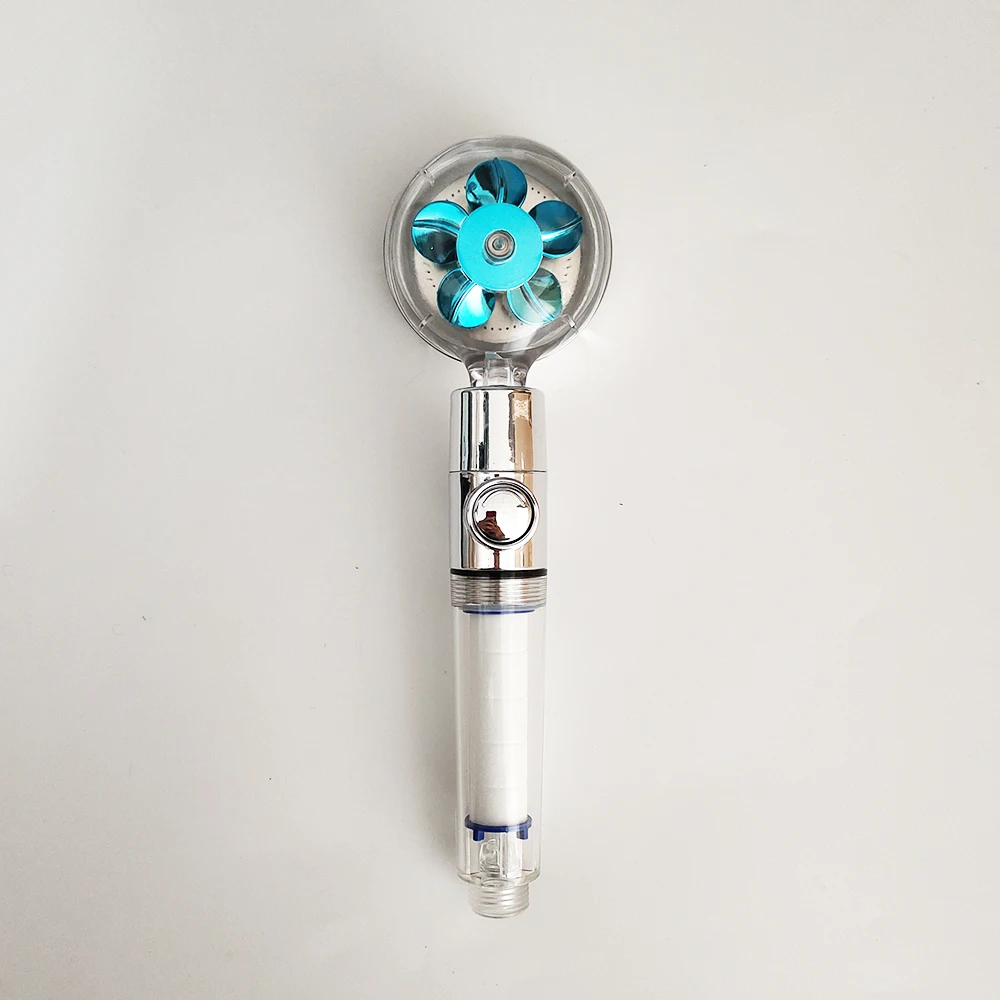 Душевая насадка с турбопропеллером и фильтром для ванной комнаты, кнопка остановки экономии воды под высоким давлением, насадка для душа с регулируемым давлением воды