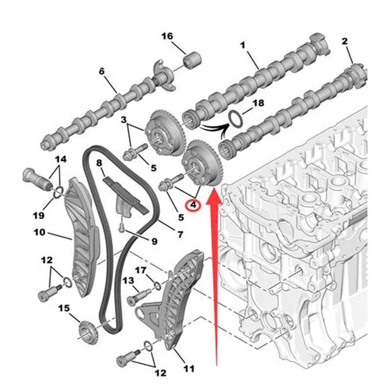 Автомобильный Распредвал ГРМ для Peugeot 208308 408 5008 508 RCZ Citroen C3 C4 C5 DS3 DS4 0805K2 V753608580