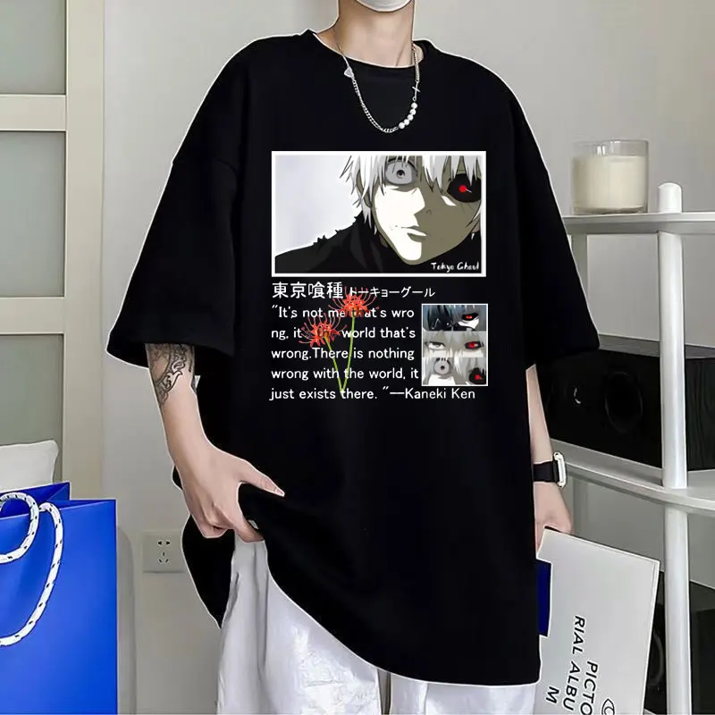 

Аниме «Токийский Гуль» футболка Hipster Kaneki Ken, манга «глаза», мужские и женские готические Большие размеры, уличная одежда для пары