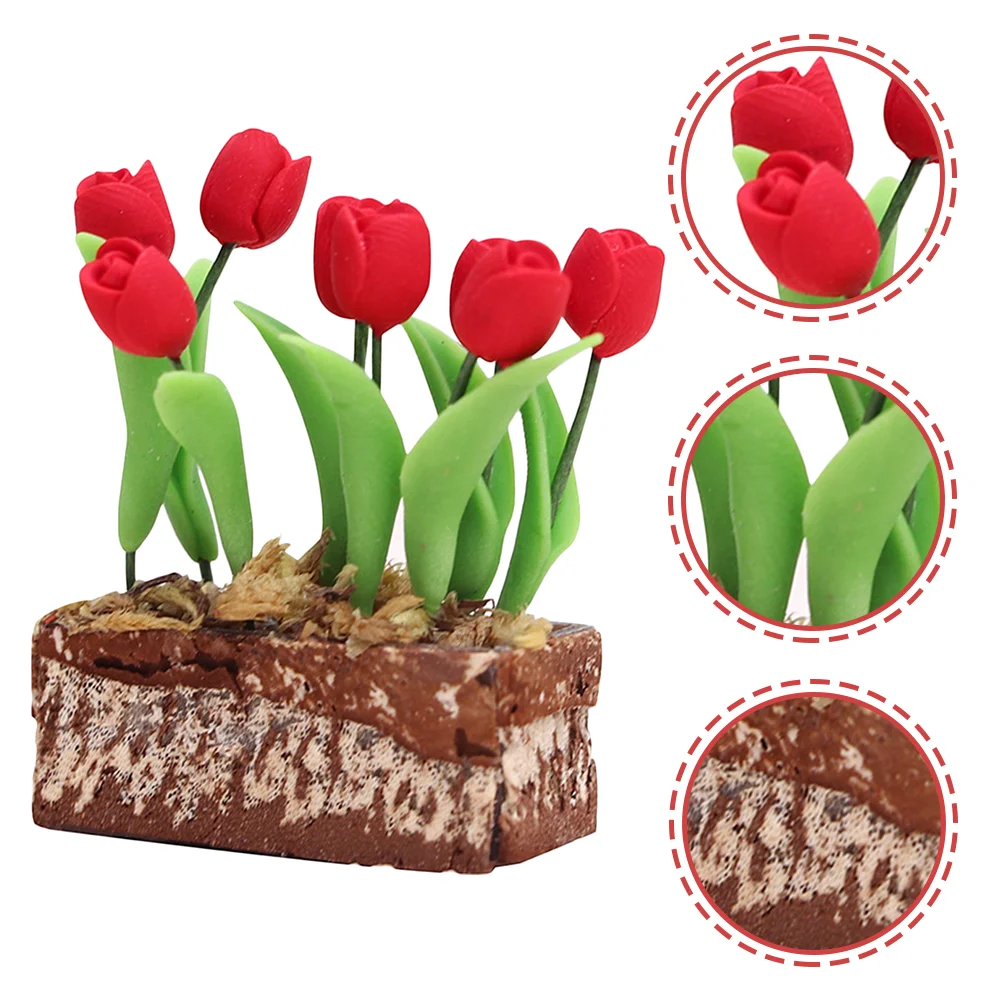 

Mini Furniture Tulip Home Decoration Miniature Flower Decor Mini Toys Dollhouse Toys Baby Tulip Artificial Flower