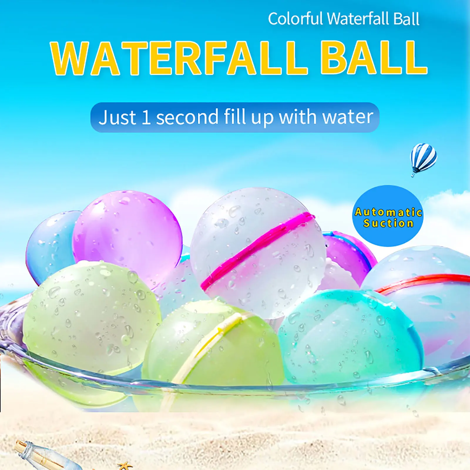 

Reusable Water Fight Splash Ball Toy Party Multiplayer Chase Interactive Game Swimming Funny Beach Backyard Waterfall Balls Toys