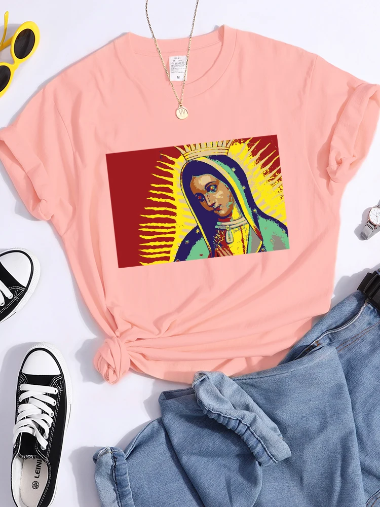 

Our Lady Of Guadalupe Culture Womens T Shirt Hip Hop Casual Crop Top Street Brand Tee Shirt Fashion Breathable Tshirt Female
