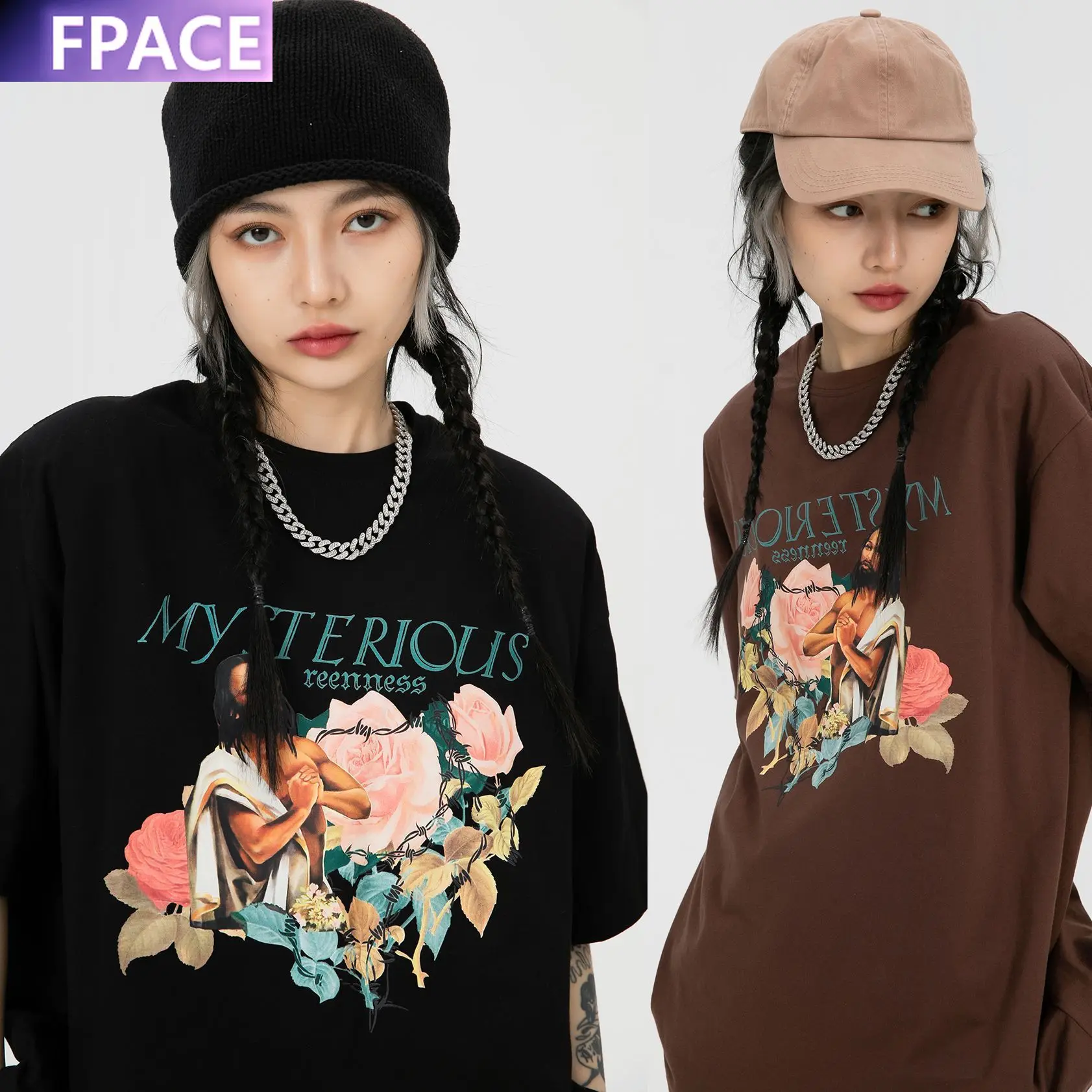 

Designer Original High Street Trendy Brand Men and Women Tees Rose Retro Short Sleeve T-shirt Cotton Oversized Clothing