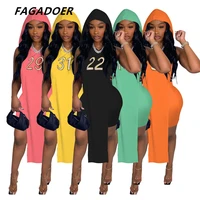 fagadoer hooded letter embroidered sexy two piece set women 2022 sporty long tank topstretch shorts fashion streetwear outfits