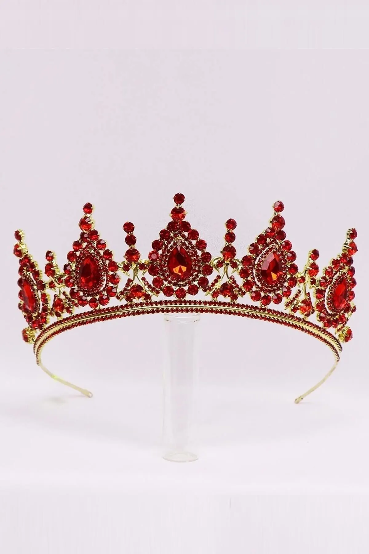 

Bridal Accessories Red Crystal Bridal Crown Wedding Handmade For Bride And Bride