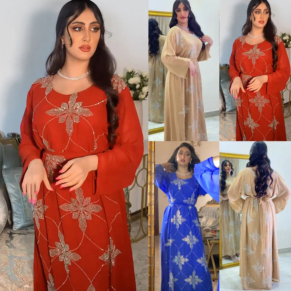 

Eid Mubarak Рамадан кафтан женское платье бриллианты Caftan Марокканский Арабский Дубай, Турция Jalabiya длинное платье