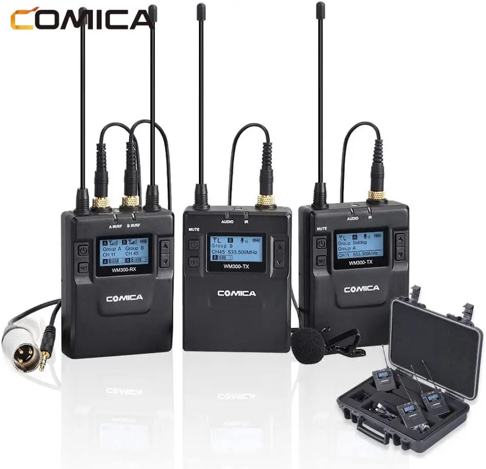

Comica CVM-WM300A Professional UHF 96-Channels Wireless Lavalier Lapel Microphone for Nikon Canon Sony DSLR Camera Camcorder