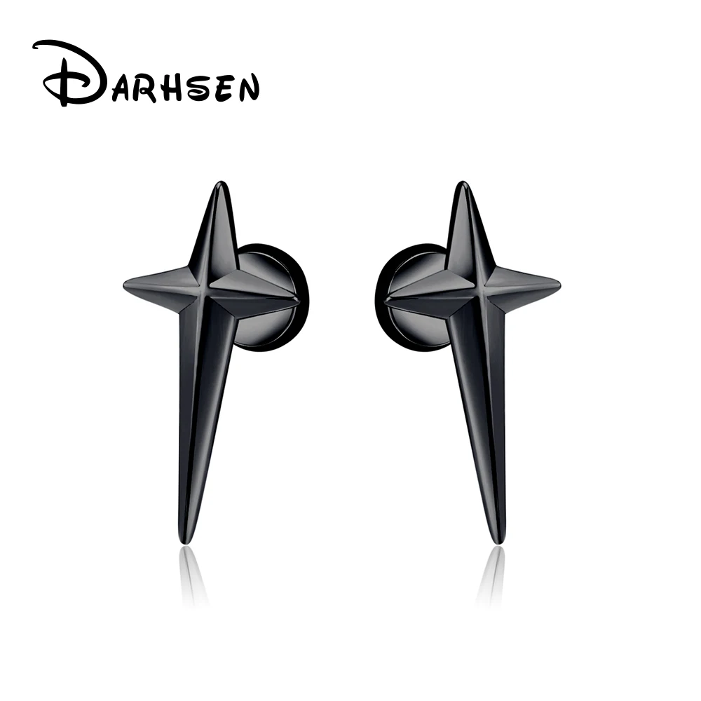 

DARHSEN Punk Unisex Women Men Star Stud Earring Stainless Steel Black Silver color Fashion Jewelry Gfit New Arrival 2023