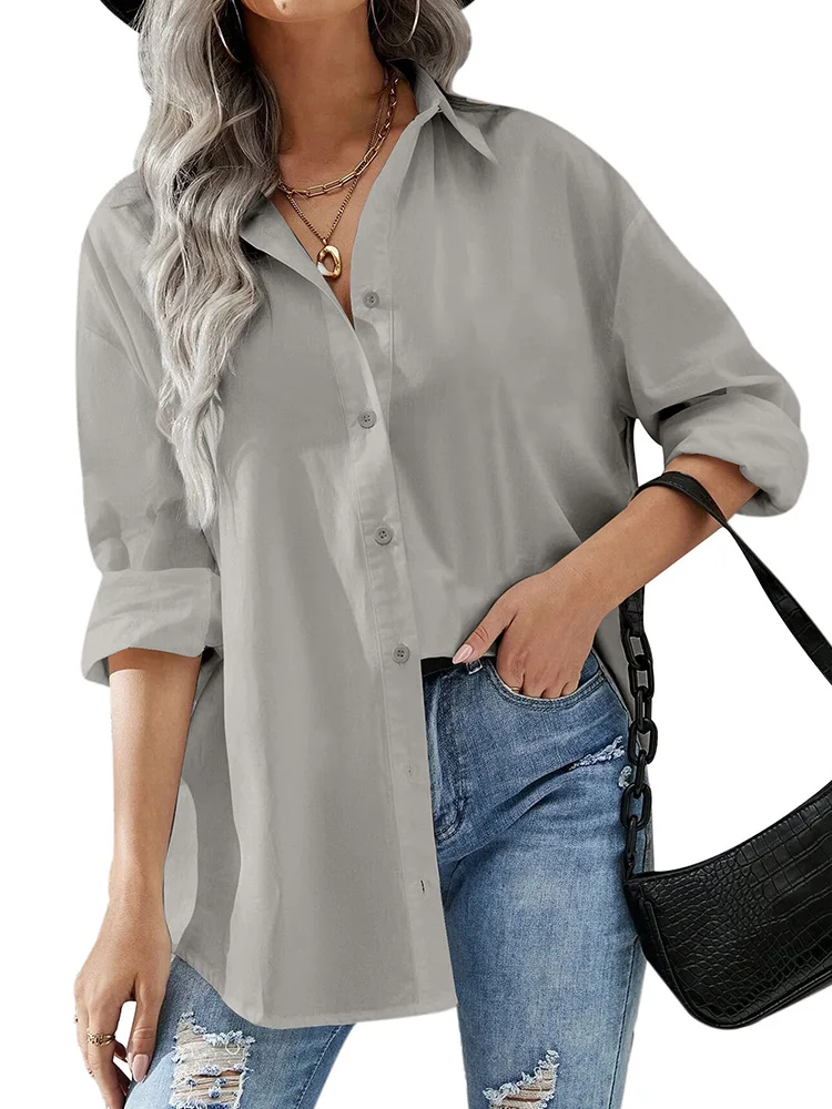 Рубашка женская с длинным рукавом Повседневная блуза принтом в полоску