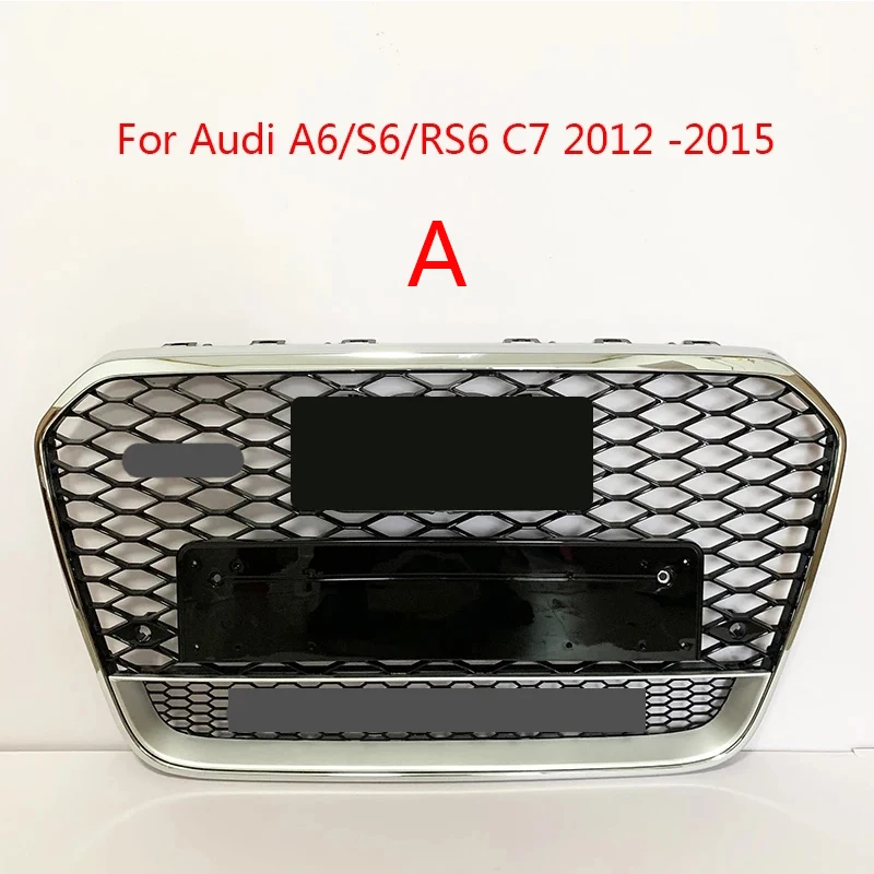Cubierta de rejilla hexagonal para Audi, parrilla frontal deportiva, color negro cromado, para Audi A6/S6/RS6 C7 2012 2013 2014 2015