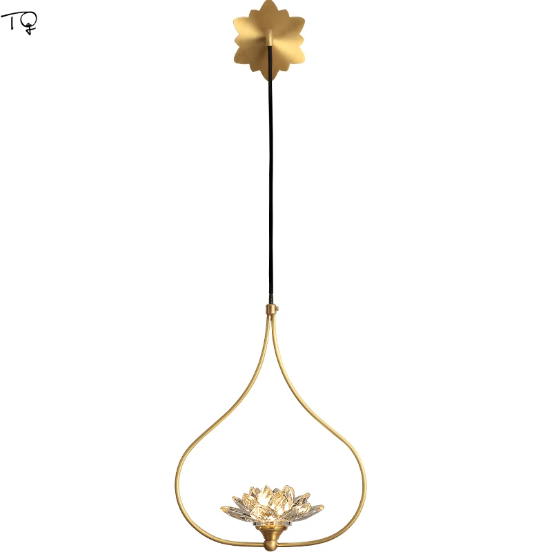 

Chinese Classical Zen Art Lotus Wall Lamp Gold Lustre LED G9 Copper Crystal Indoor Lighting Restaurant Living/Dining Room Study