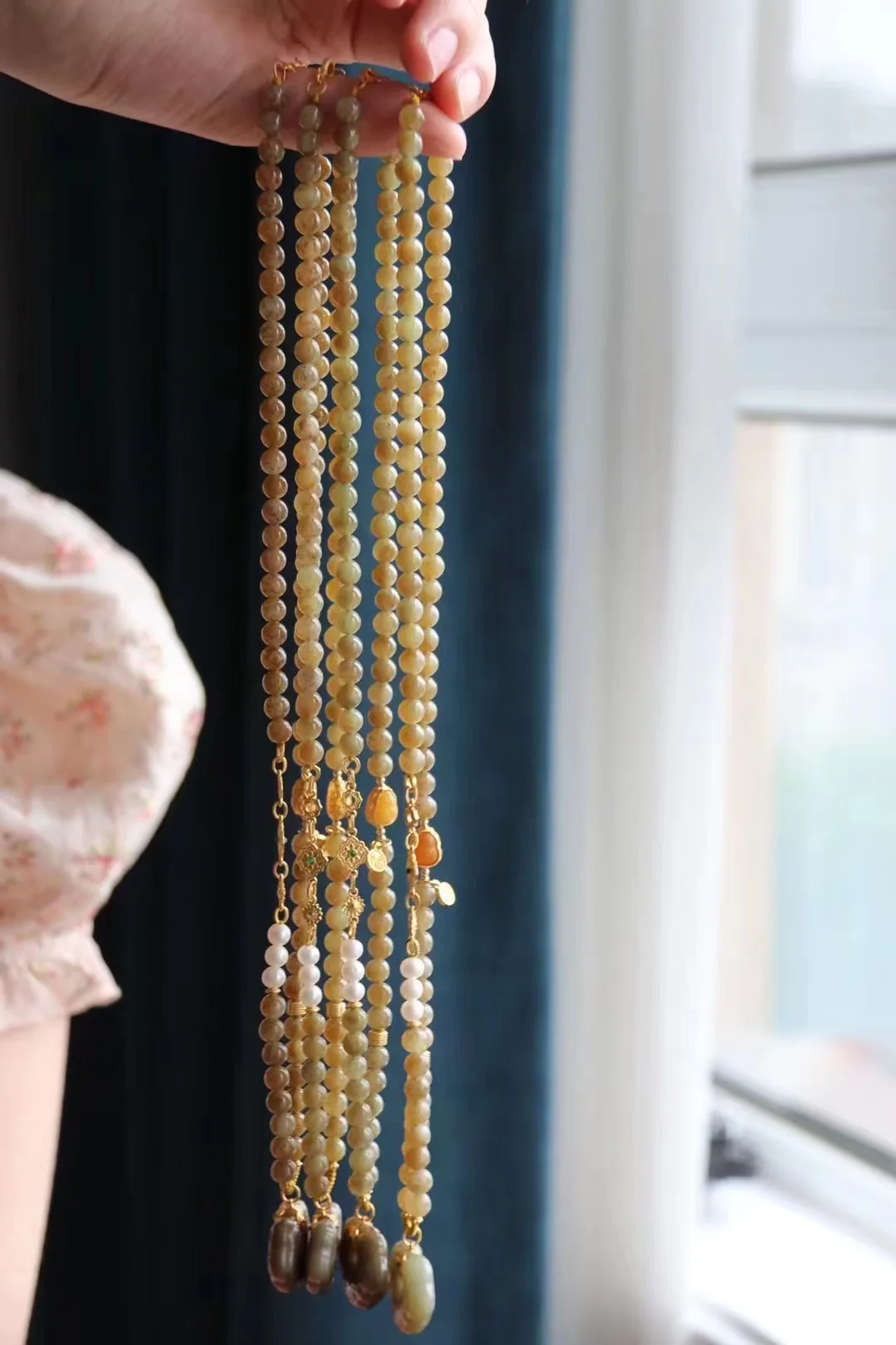 Цепочка Из Натурального нефрита с кулоном RuYi 5 9 мм