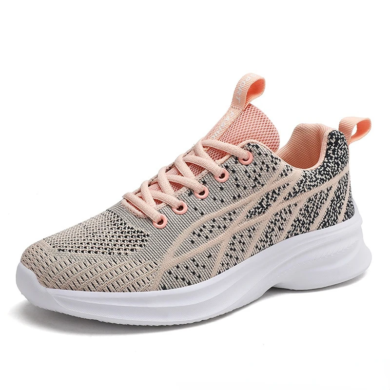 

Women's Sneakers Stripe Color Blocking Mesh Running Shoes Cotton Lace Up Gymnasium Sports Shoes Light Outdoor Hiking Footwear