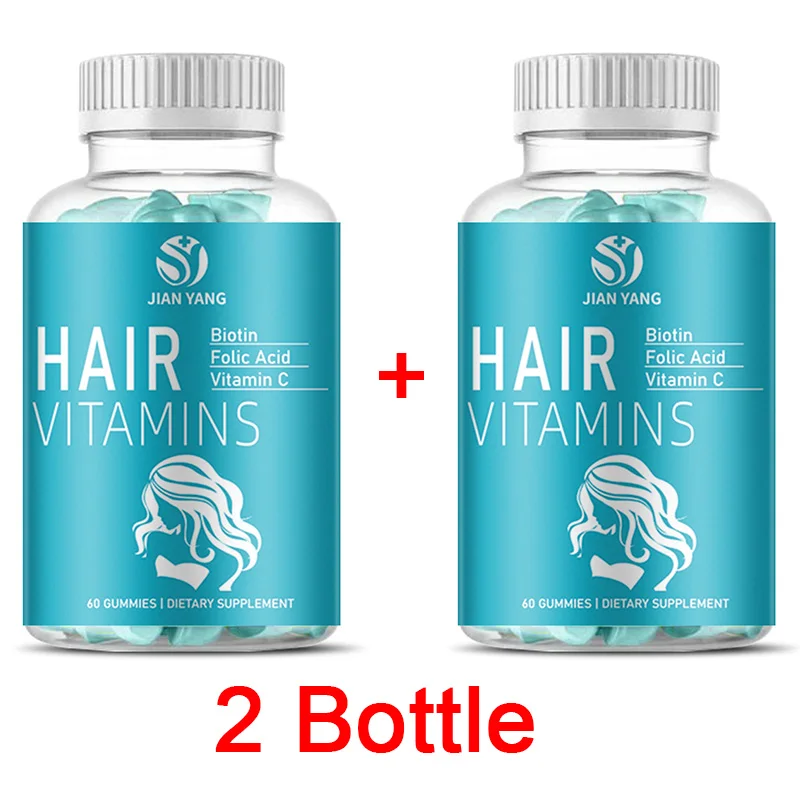 

2 Bottle Hair oft candy vitamin Biotin collagen protein Support hair growth beautiful hair and nails