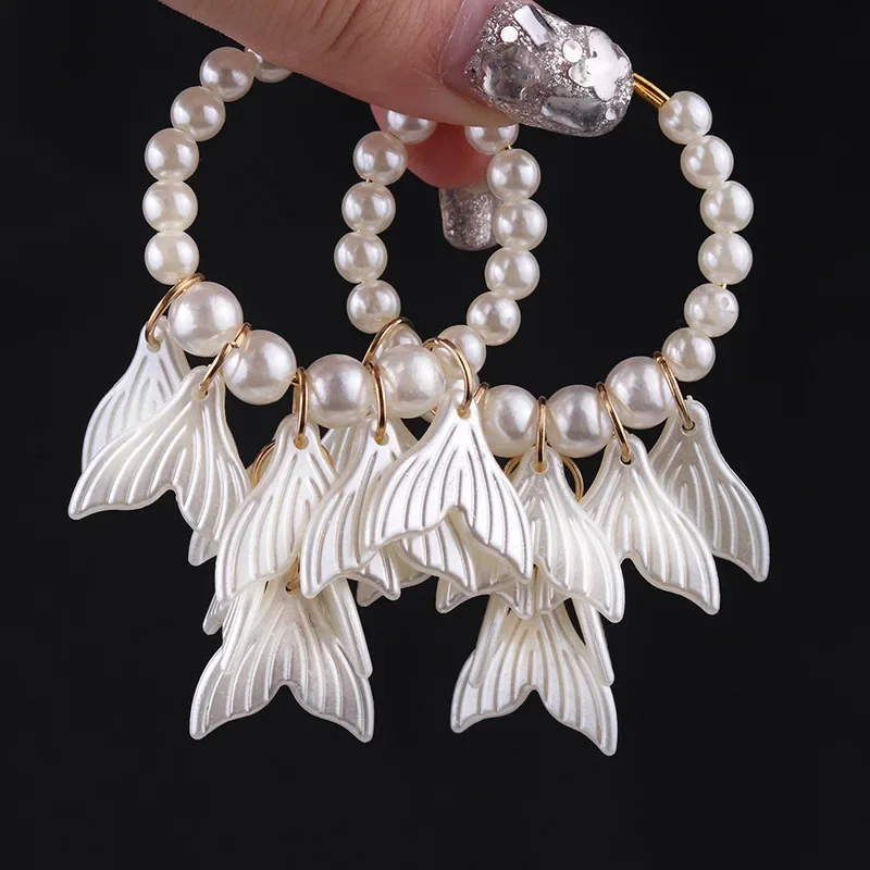 Винтажные акриловые серьги-кольца с белыми кисточками и кленовыми листьями для