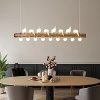 nordic led pendant light for living room dining table bar home decor branches birds modern chandelier resin suspension luminaire