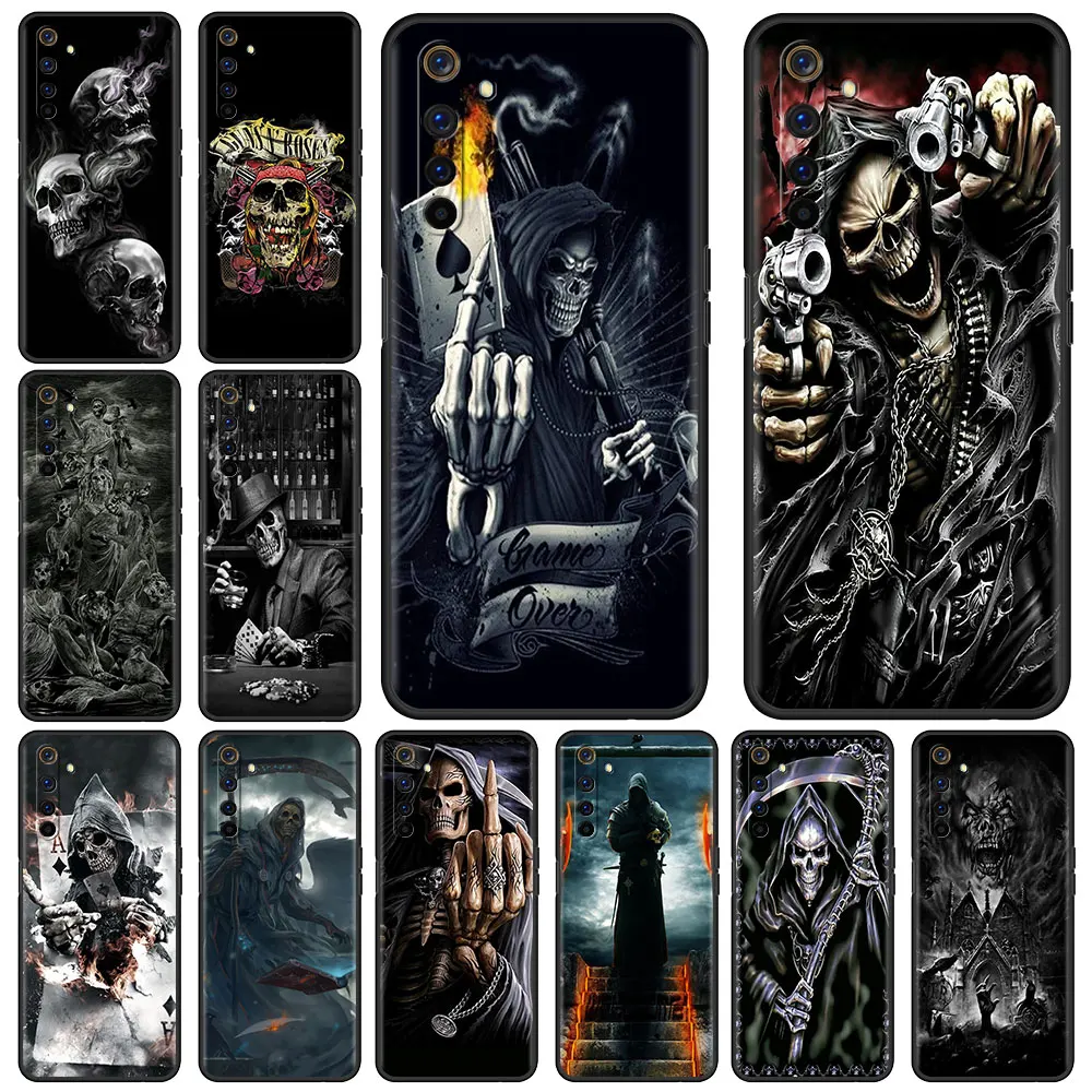 

Grim Reaper Skull Case For Realme 8 C21 9 Pro 8i 9i GT Neo 3 2 C3 7 6 C21Y C15 C11 C35 Soft TPU Phone Cover Fundas