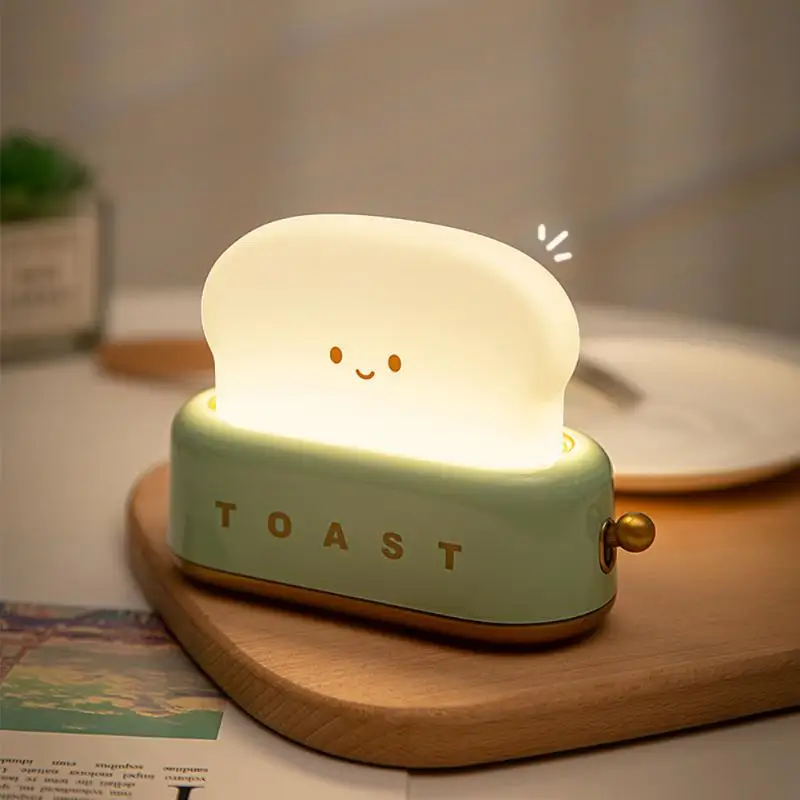 

Cute Toaster Night Lights LED Desk Lamp USB Charging Dimmable Table Light Room Bedside Desk Lamps Bedroom Lighting Girl Gift