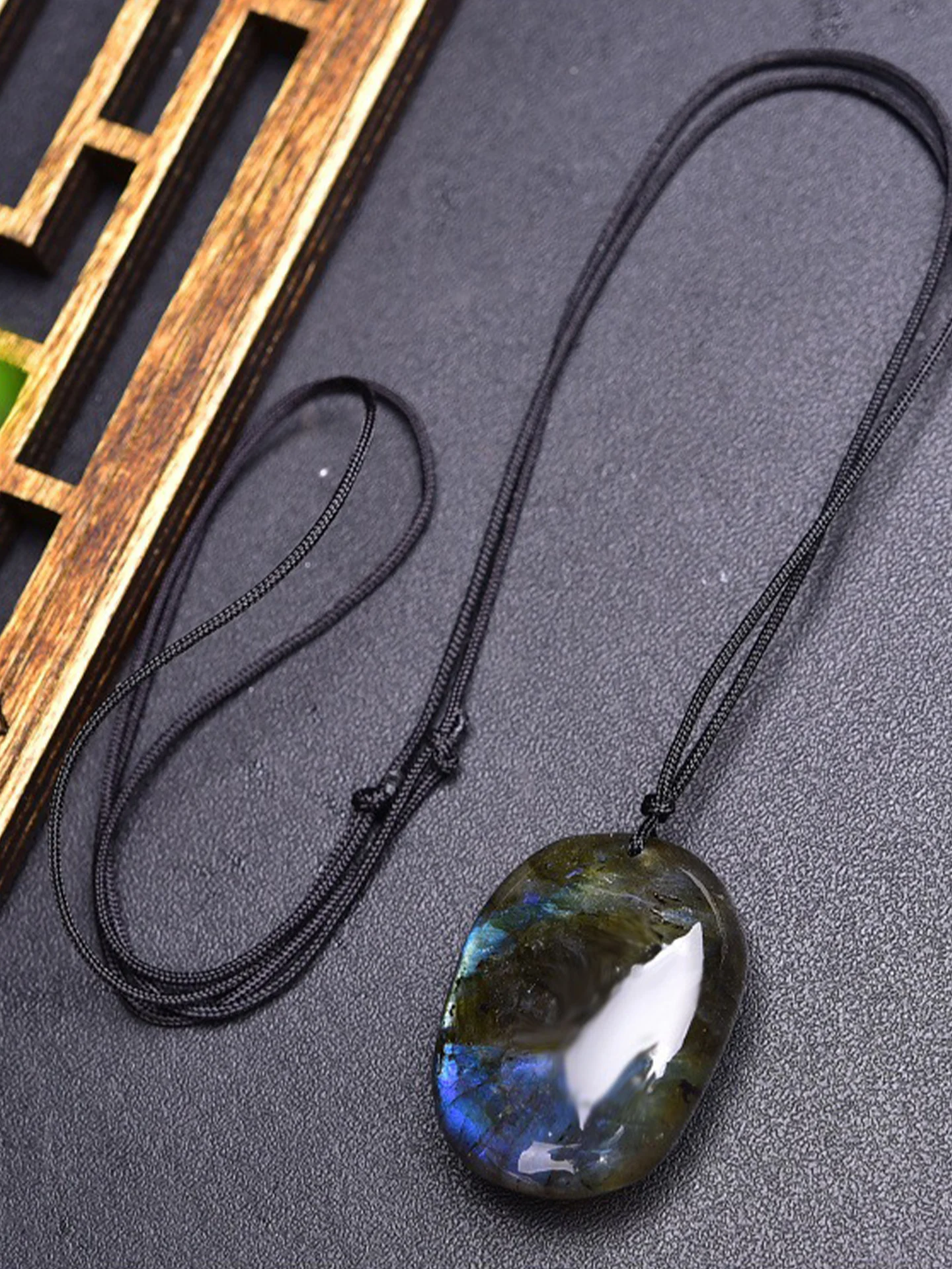 Новый шикарный кулон с синим лунным камнем плетеный вручную ожерелье простое и