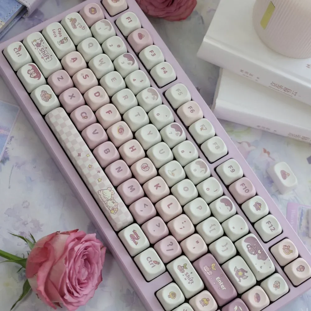 Детские колпачки для клавиш MOA PBT с двумя 136 клавишами аксессуаров механической