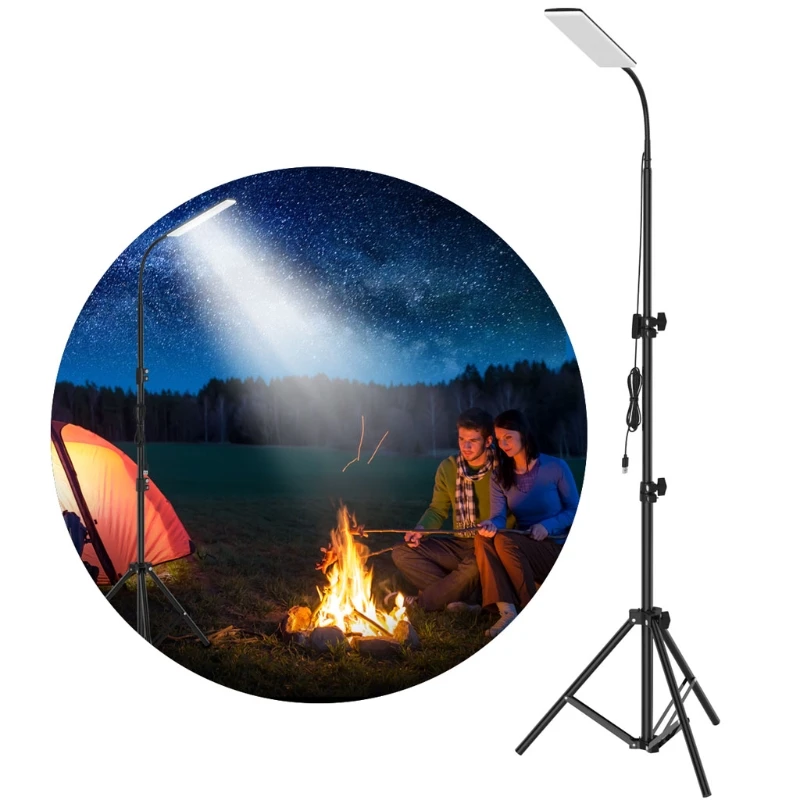 

Outdoor Camping Light USB Power Selfie Camera Lamp Adjustable Telescoping Tripod LED Lamp Iron Bracket Fireproof Plastic
