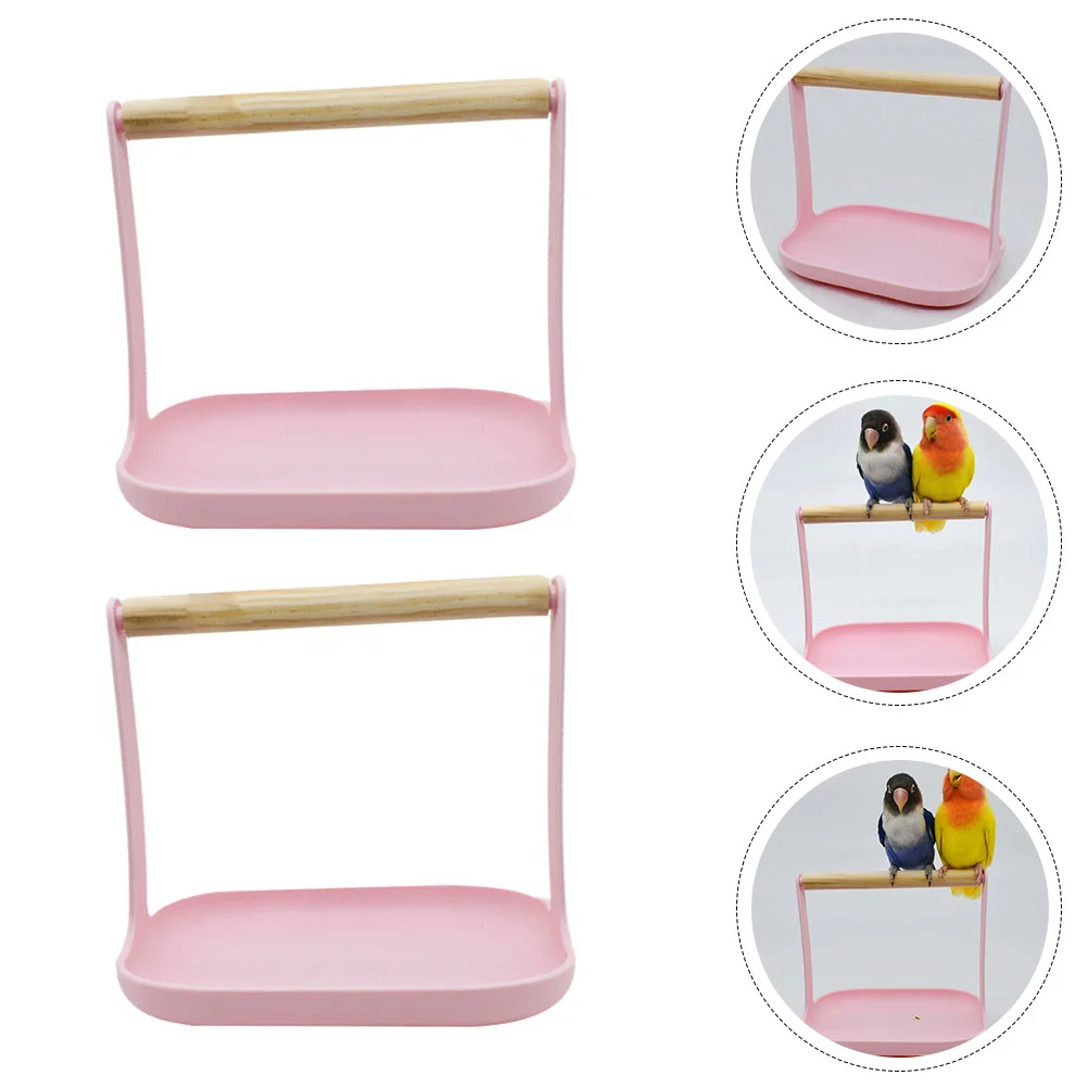 

2Pcs Bird Stand Wood Parrot Perch Wear-resist Bird Stand Wood Bird Accessories