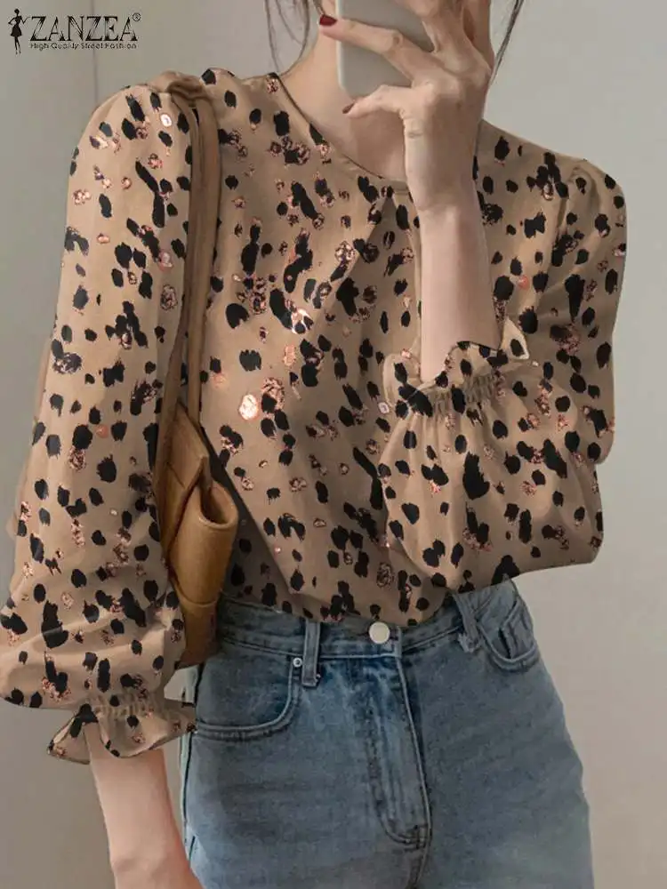 Модная женская осенняя богемная рубашка ZANZEA с длинным рукавом Повседневная