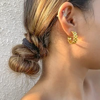 metal hollow out multi element c shaped alloy set earrings personality simple peach heart earrings earrings female accessories